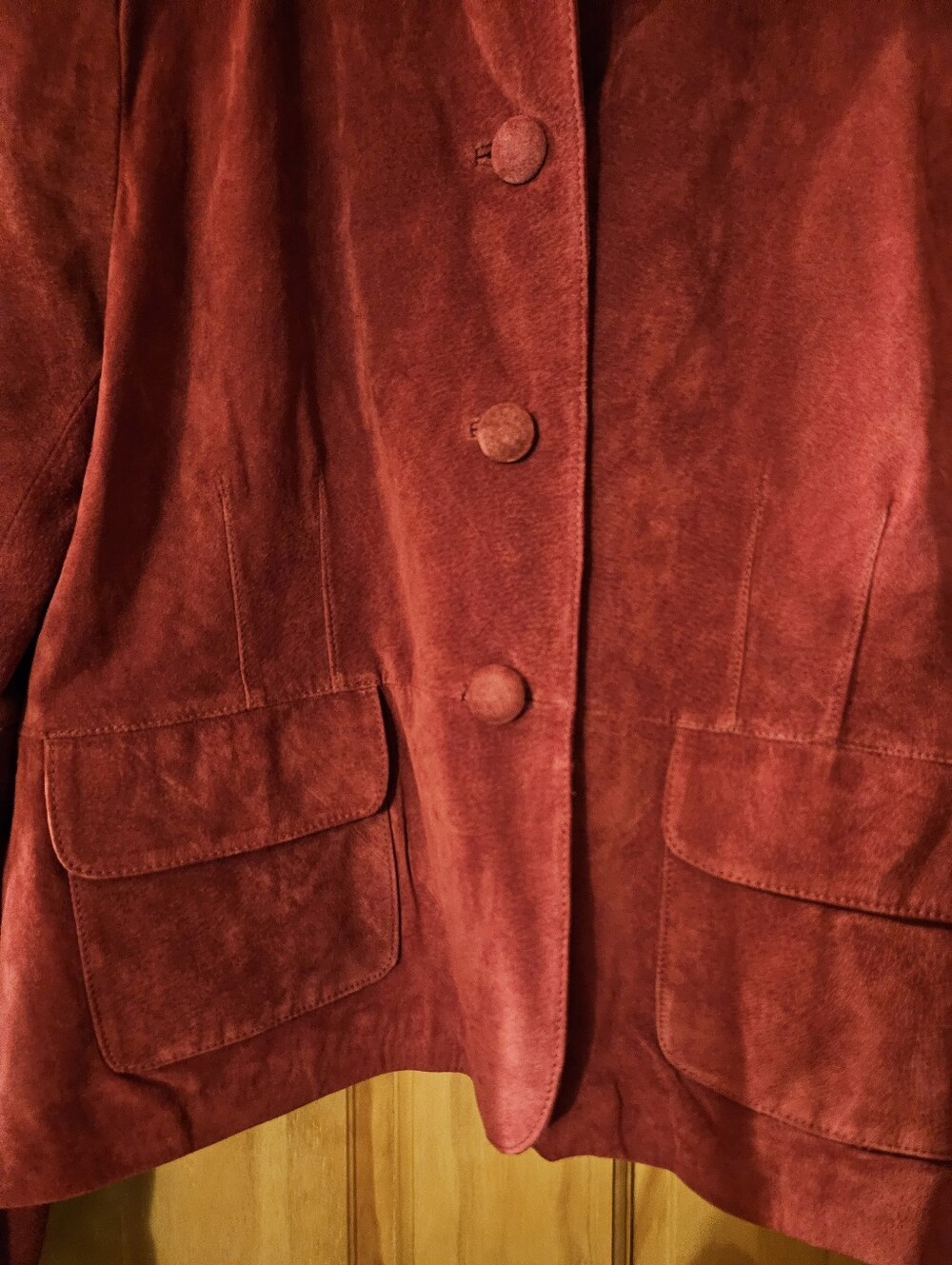 Red Suede Button-Front Jacket - Picture 2 of 10